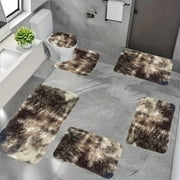 Ikohbadg Bathroom Rugs Bathroom Rug Set 6 Piece Extra Soft Bathroom Rugs Sets No Slip Bath Rug Set Microfibe Water Absorbent Bath Mat Washable Bath Mats for Bathroom Sets Quick Dry - Brown